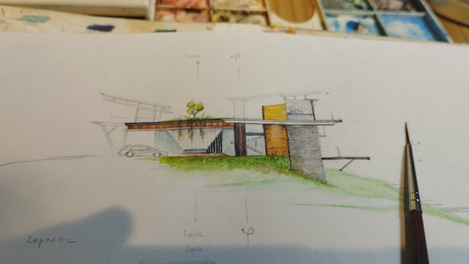 Hyperrealistic architectural-visualization by MAURYARTE — Hyperrealistic architectural-visualization by MAURYARTE — graphite line exploration for architecture-sketchs