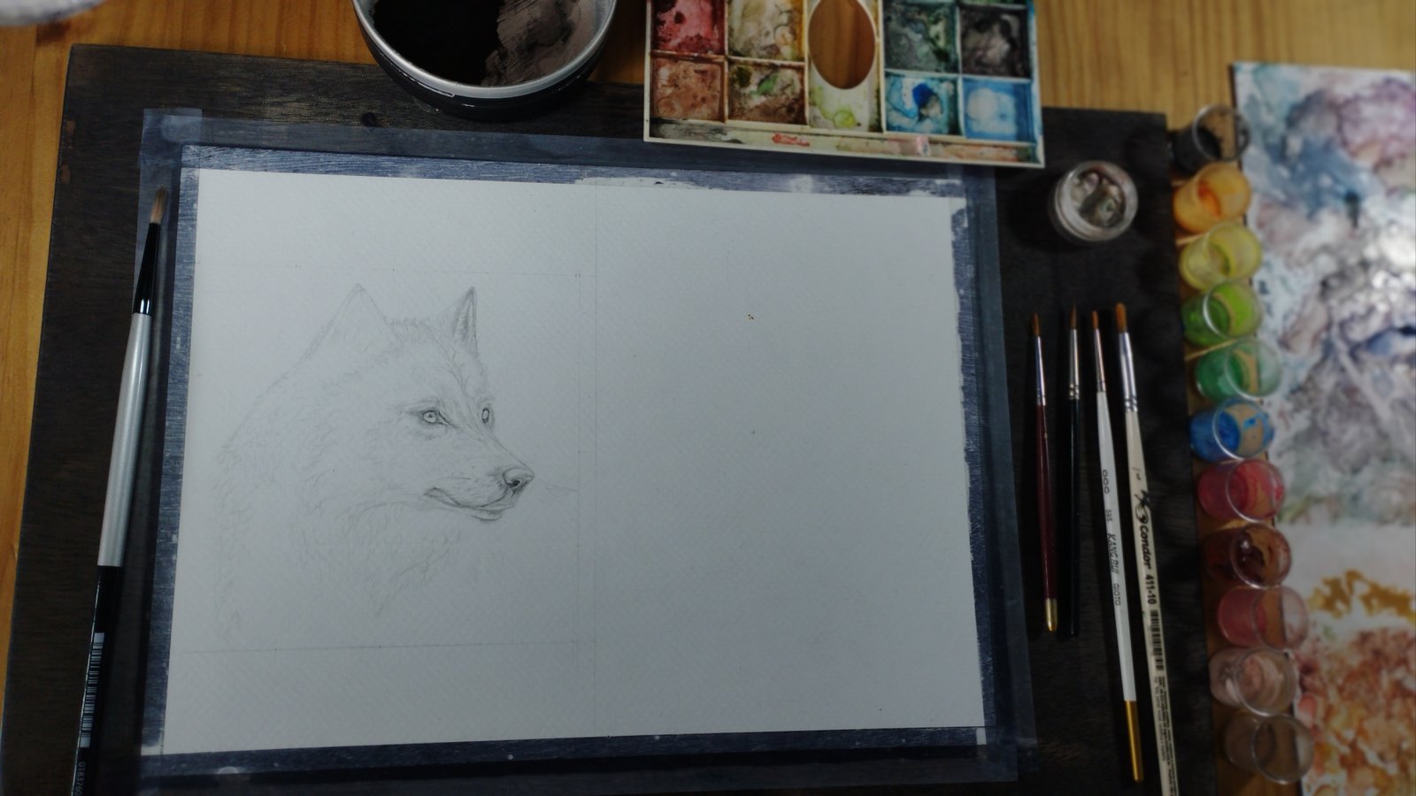 Hyperrealistic concept-art by MAURYARTE — Hyperrealistic concept-art by MAURYARTE — underdrawing exploration for lobo-acuarela