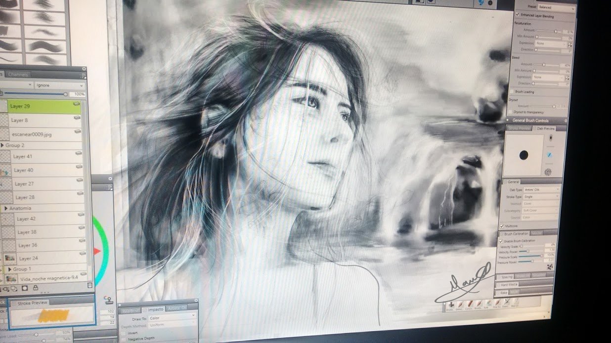 Hyperrealistic concept-art by MAURYARTE — Delicate watercolor color wash capturing facial volumes